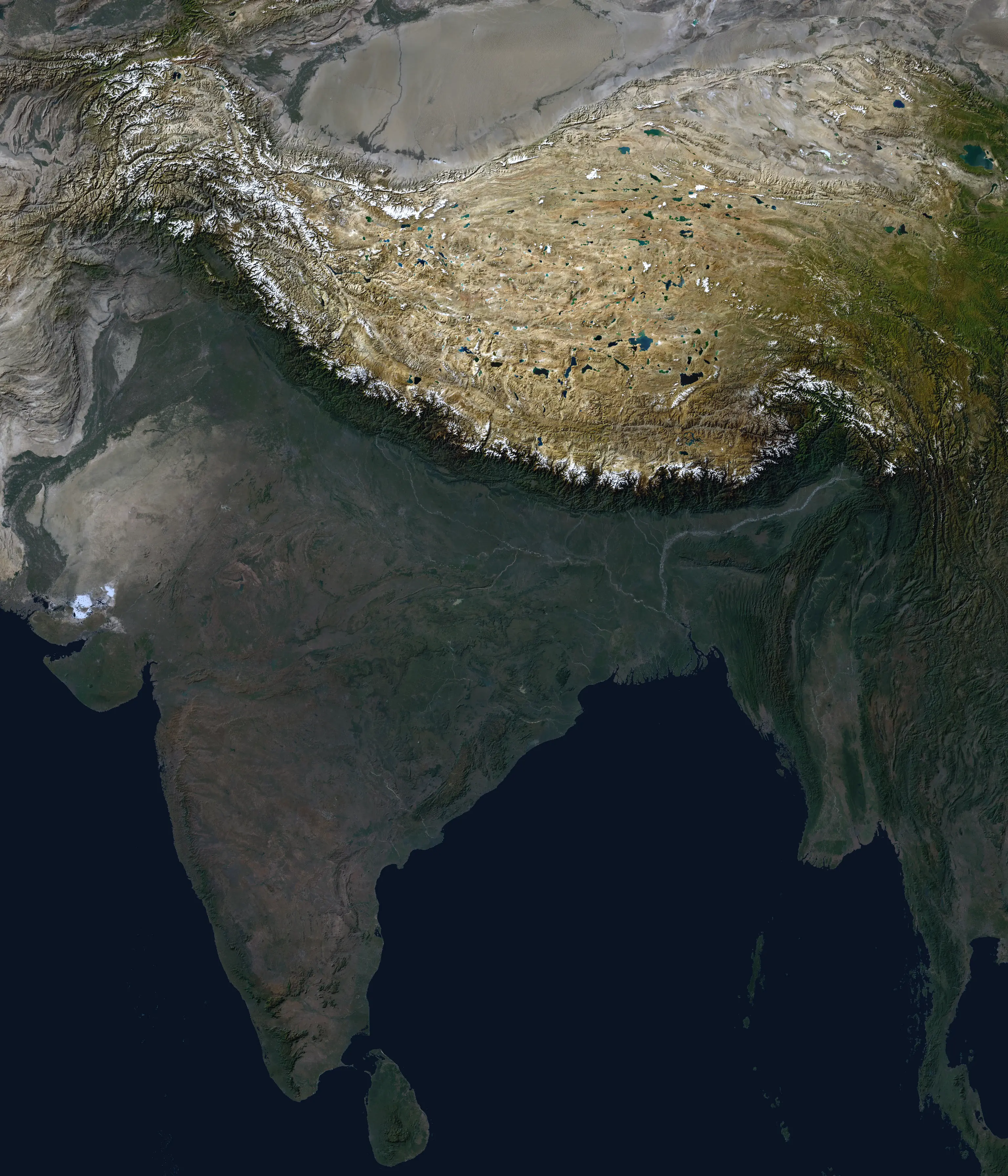 Shaded relief of India's mountains